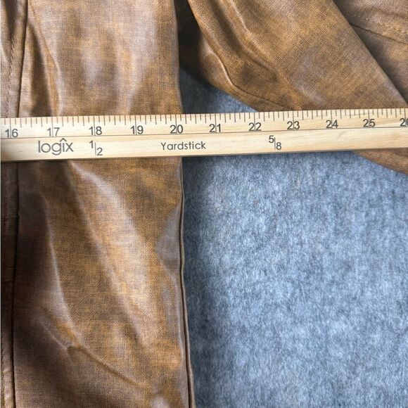 KP Fashion Man Leather Jacket Men XL Brown Sherpa Lined Long Sleeve Button Front - Picture 10 of 10